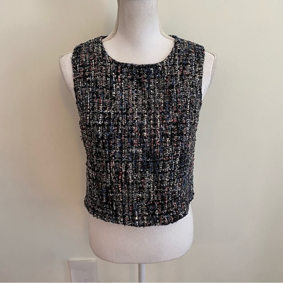 SHEIN Multi Color Tweed Cropped Tank Blouse Size Small - Picture 3 of 11